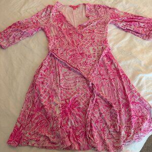 Lilly Pulitzer Chace Wrap Dress | Pink Blossom Palm Beach Paradise | Size Medium